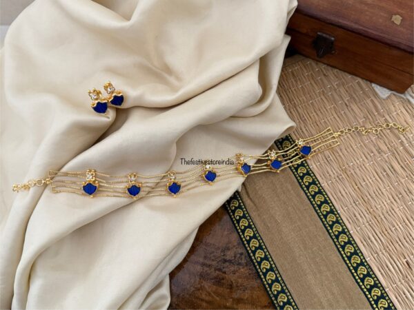 Micro gold BLUE palakka choker set