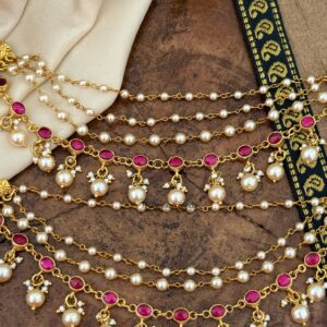 Jadau stones & pearls ear chain