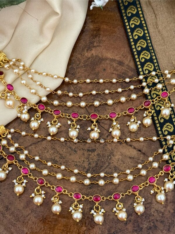 Jadau stones & pearls ear chain