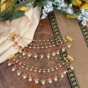 Jadau stones & pearls ear chain