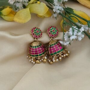 Classic Jadau stone Bridal jhumkas
