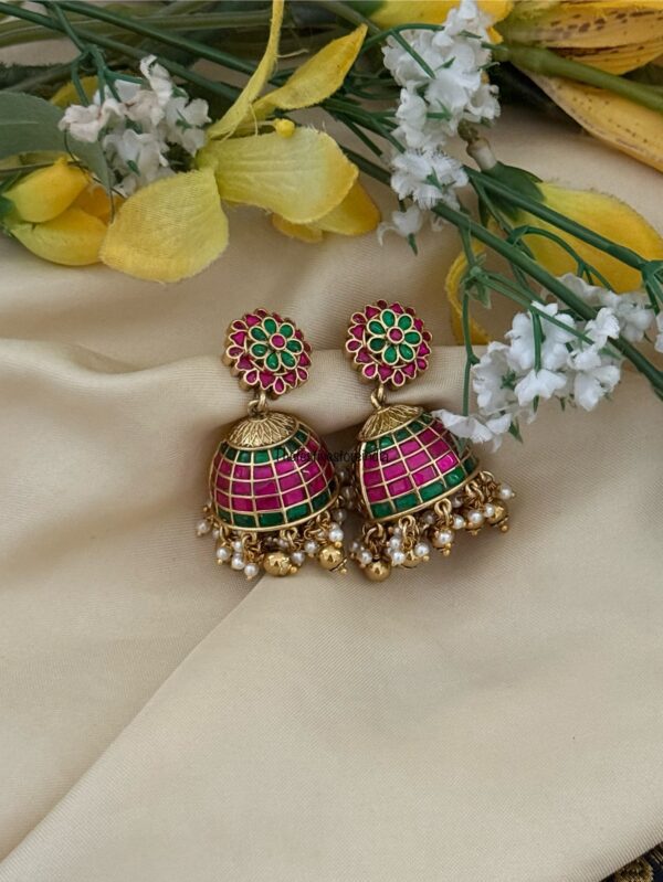 Classic Jadau stone Bridal jhumkas