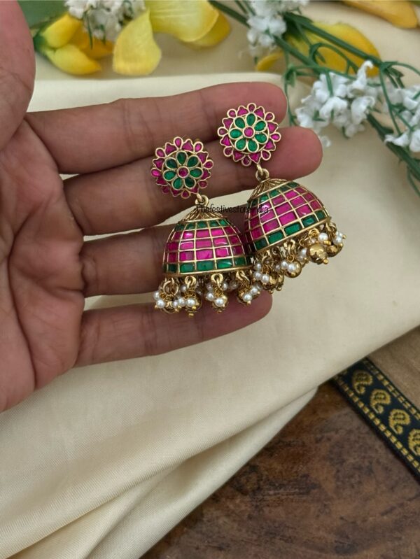 Classic Jadau stone Bridal jhumkas