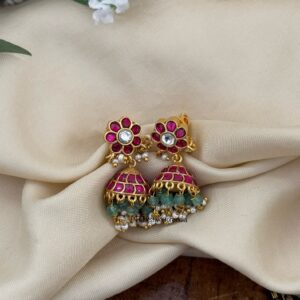 Screwback Mini Jadau jhumkas | Bridal | Bridesmaid