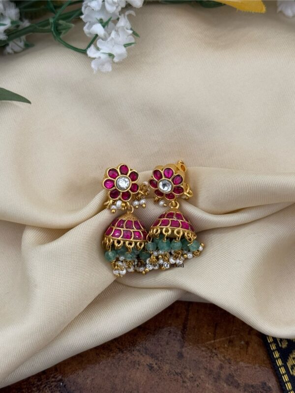 Screwback Mini Jadau jhumkas | Bridal | Bridesmaid