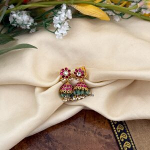 Screwback Mini Jadau jhumkas | Bridal | Bridesmaid