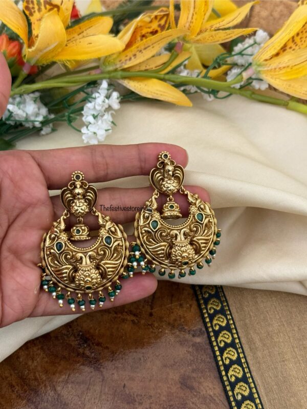 Antique polish Navilu / Peacock Chandbali | Bridal | Bridesmaid