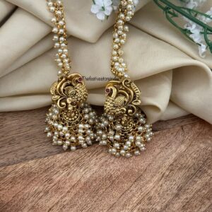 Cluster pearl Navilu jhumkas with maati | Bridal | Bridesmaid