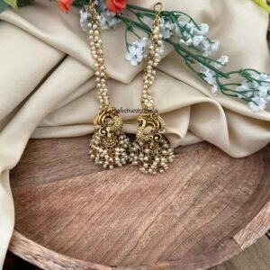Cluster pearl Navilu jhumkas with maati | Bridal | Bridesmaid