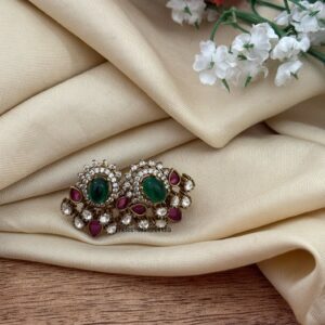 Emerald & Moissanite stone studs | Earrings | Bridal | Bridesmaid