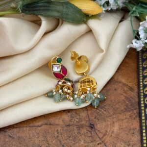 Screwback Navilu Jadau jhumkas | Bridal | Bridesmaid