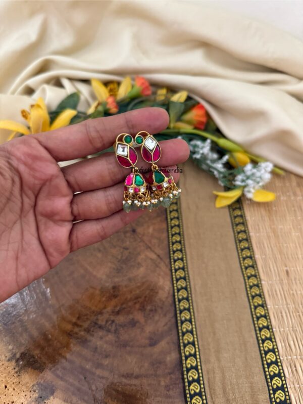 Screwback Navilu Jadau jhumkas | Bridal | Bridesmaid