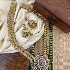 Raagata pendant Kaasu haaram set | Long chain | Bridal