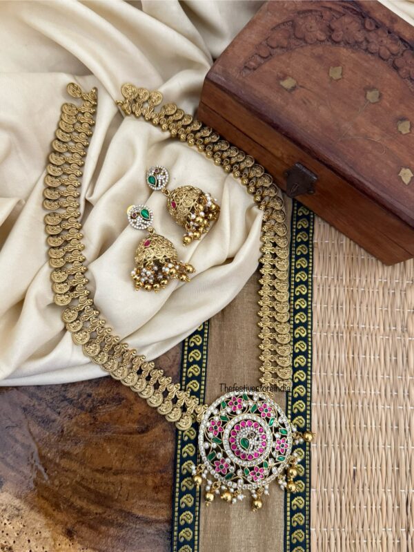 Raagata pendant Kaasu haaram set | Long chain | Bridal