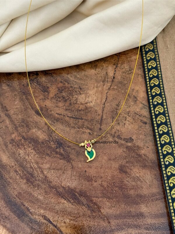 Single enamel mango palakka pendant invisible chain