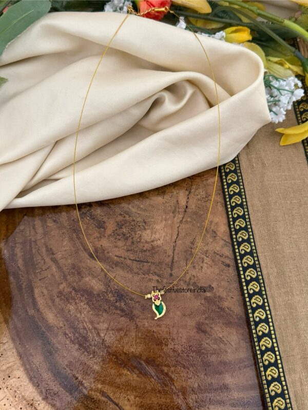 Single enamel mango palakka pendant invisible chain