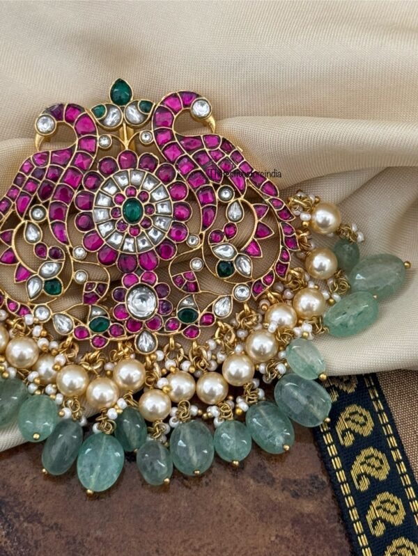 Navilu Jadau Pastel green drops Pendant / Hairpin