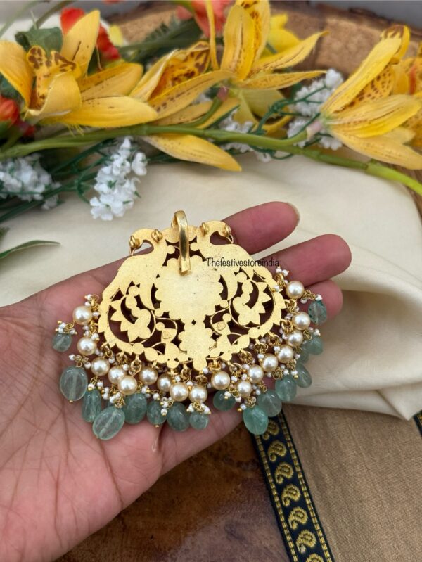 Navilu Jadau Pastel green drops Pendant / Hairpin
