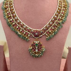 Jadau pearls and stones classic necklace