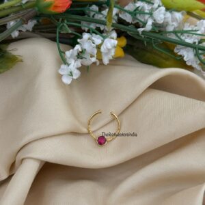 Jadau Septum ring 16 - Single Red stone