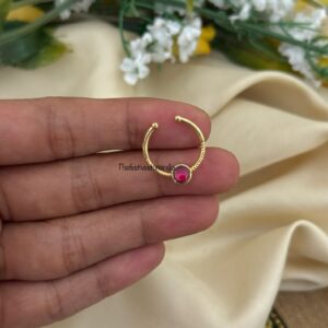 Jadau Septum ring 16 - Single Red stone