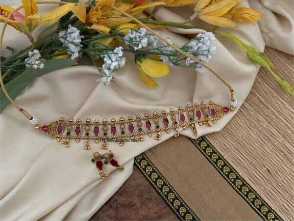 Matte finish enamel painted choker set - RED | Kerala jewelry design