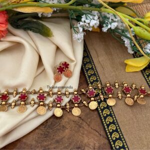 Enamel painted floral choker set - RED | Jewelry | Bridal | Kerala jewellery