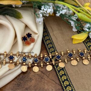 Enamel painted floral choker set - BLUE | Jewelry | Bridal | Kerala jewellery
