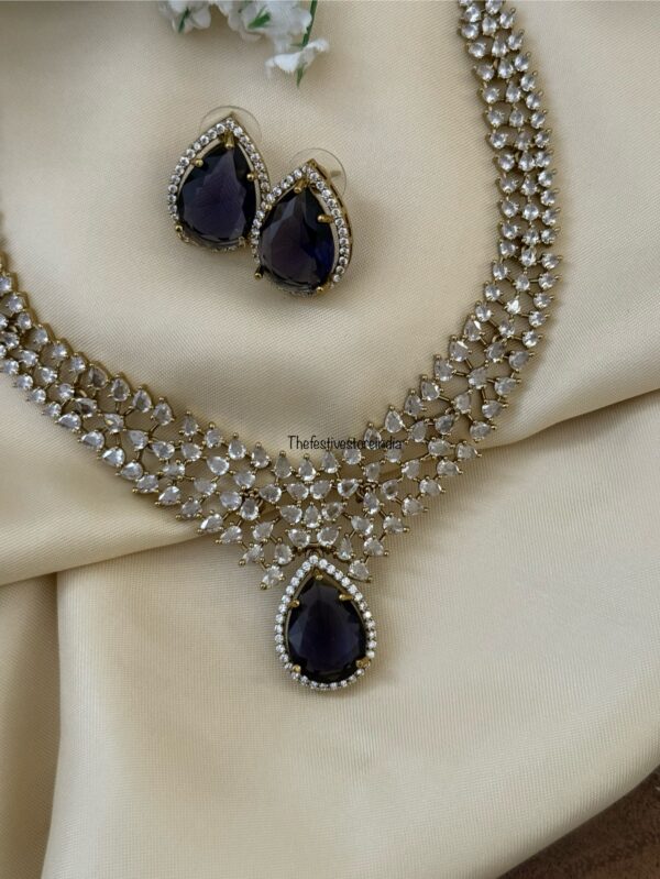 Amethyst / Purple stone diamonds necklace set
