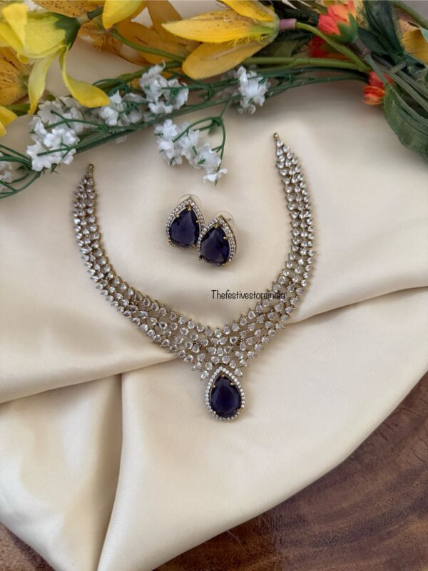 Amethyst / Purple stone diamonds necklace set