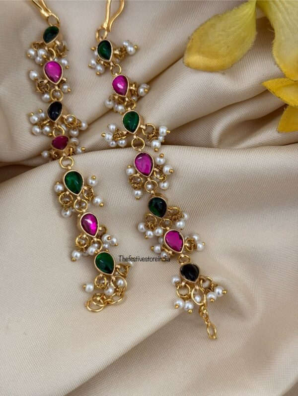 Jadau multi color stone straight Maati | Earchain | Champasaralu