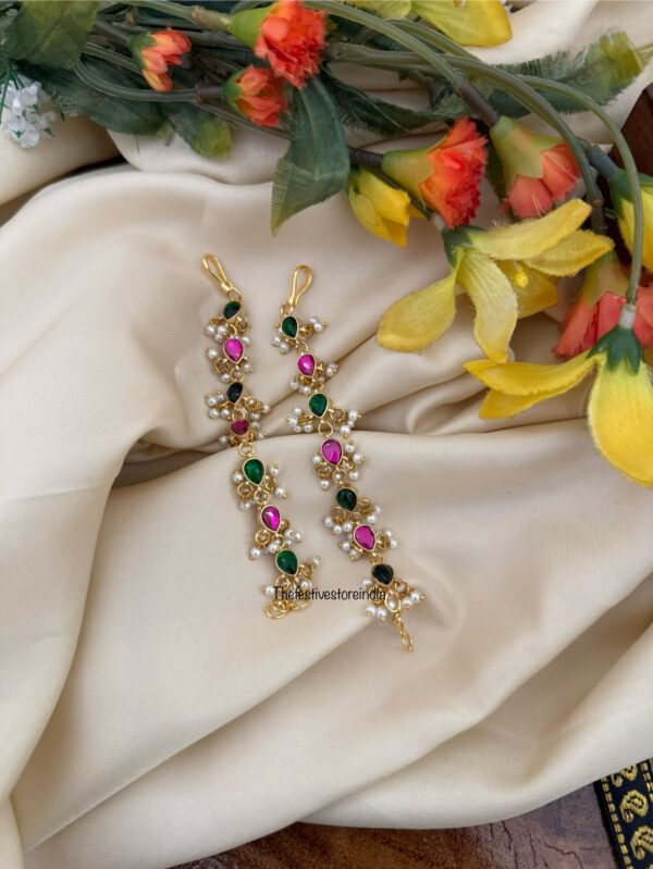 Jadau multi color stone straight Maati | Earchain | Champasaralu
