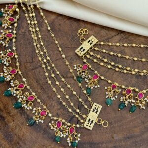 Jadau 5 layer Bridal Earchain | Champasaralu