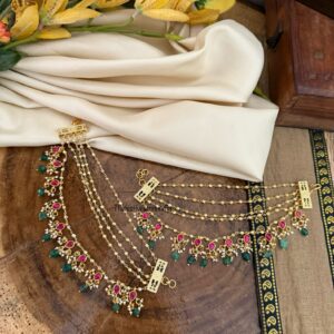 Jadau 5 layer Bridal Earchain | Champasaralu