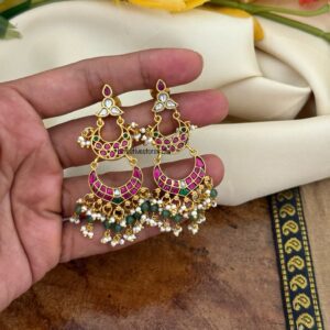 Jadau chandbali step earrings - Screwback | Bridal | Bridesmaid