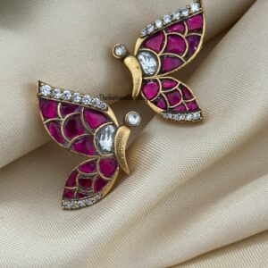 Jadau Butterfly earrings - Screwback (with white stone) | Bridesmaid