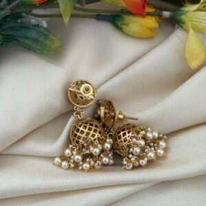 Screwback Jadau Navilu jhumkas - Blue | Bridesmaid | Bridal