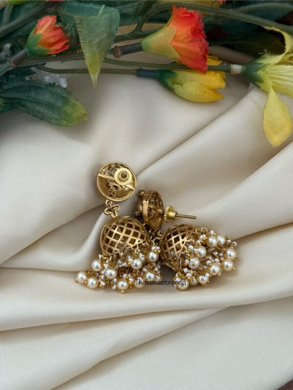 Screwback Jadau Navilu jhumkas - Blue | Bridesmaid | Bridal