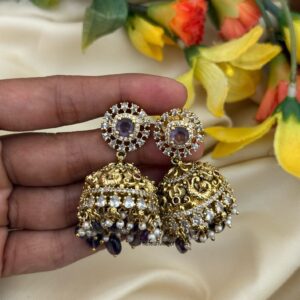 Victorian purple bead drops traditional jhumkas