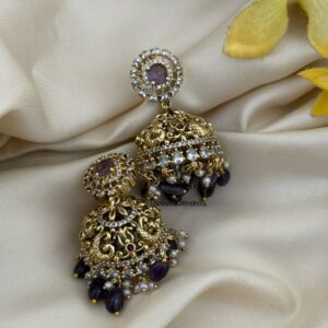 Victorian purple bead drops traditional jhumkas
