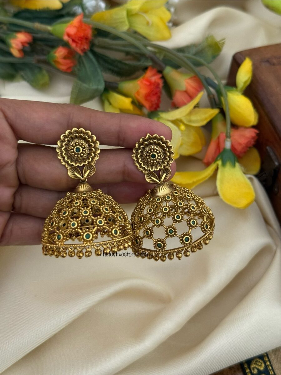 Lightweight all gold jumbo jhumkas | Big Jhumka