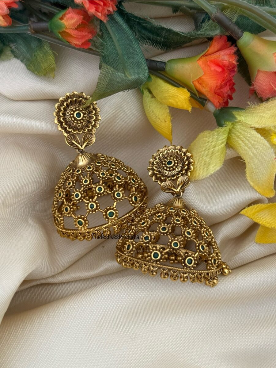 Lightweight all gold jumbo jhumkas | Big Jhumka