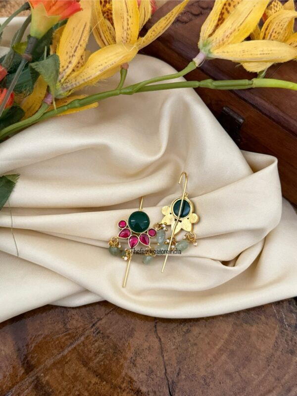 Jadau Green stone earcuff | Stick ear cuff