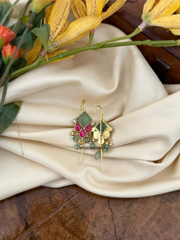 Jadau Mint stone earcuff | Stick ear cuff