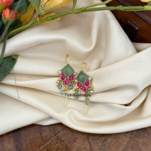 Jadau Mint stone earcuff | Stick ear cuff