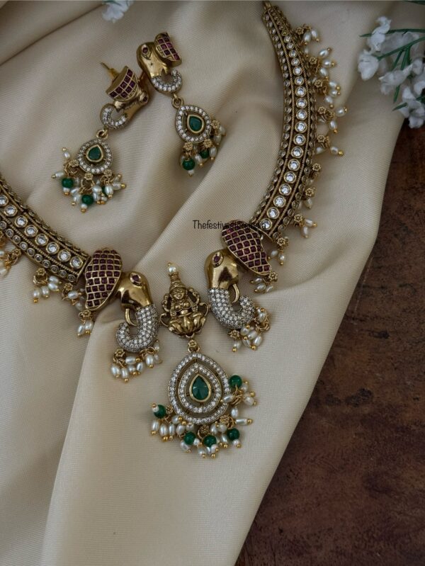 Ambaari / Elephant pearls hasli set I Kanti | Indian jewellery