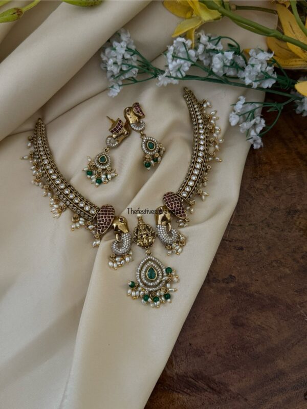 Ambaari / Elephant pearls hasli set I Kanti | Indian jewellery