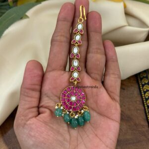 Jadau kemp stones Maangtikka