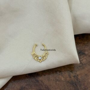 Carved Jadau white stone Septum ring