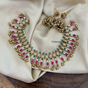 Jadau stones necklace with jhumkas set | Bridal